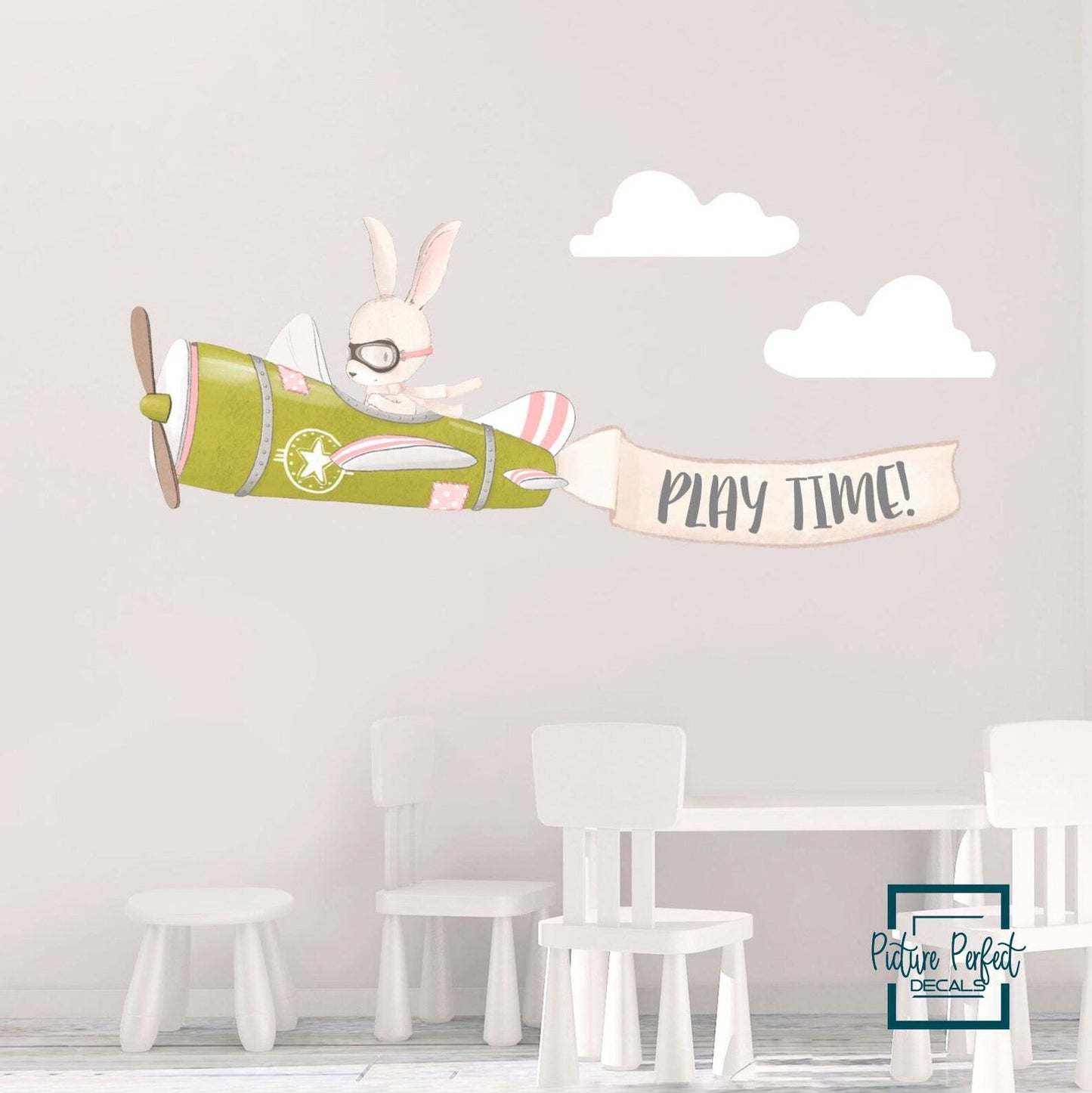 Airplane and Name Banner Wall Decals - Picture Perfect Decals