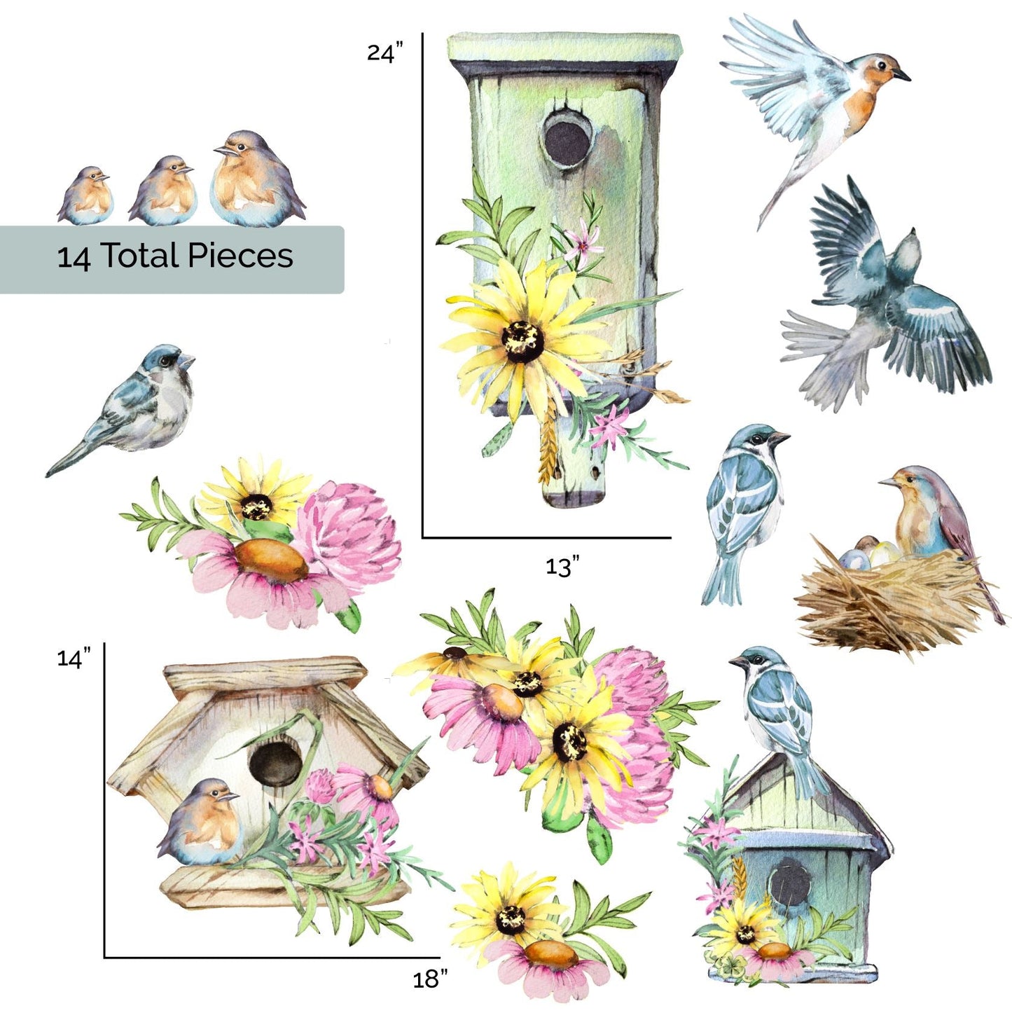 Bluebird Birdhouse Wall Decals | Blue Jay Bird Nest - Picture Perfect Decals
