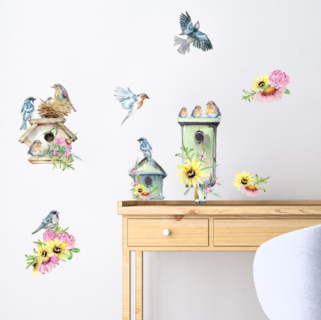 Bluebird Birdhouse Wall Decals | Blue Jay Bird Nest - Picture Perfect Decals