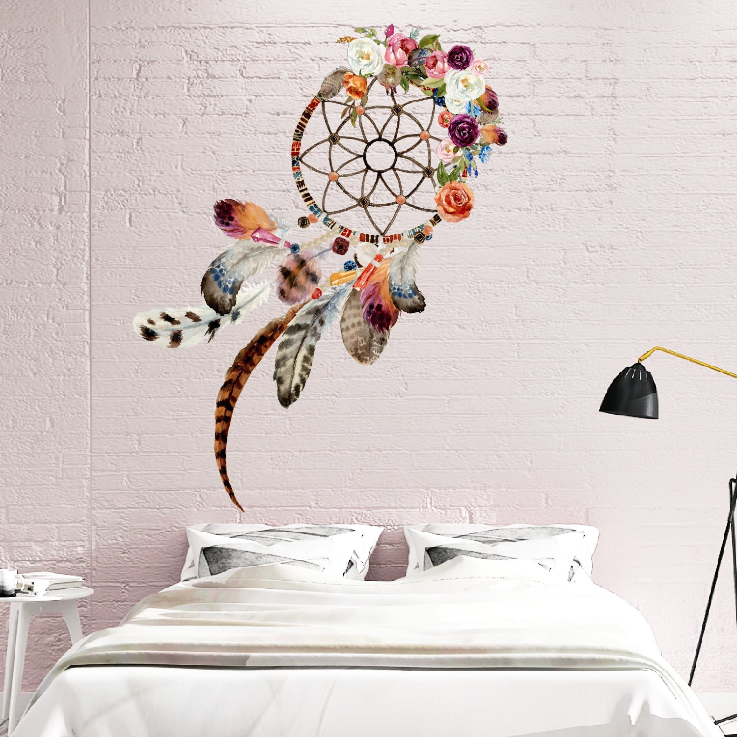 Boho Dreamcatcher and Flowers Fabric Wall Decals - Picture Perfect Decals
