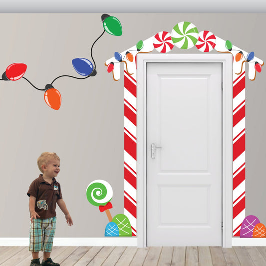 Christmas Elf Gingerbread House Door Decoration Wall Decals - Picture Perfect Decals