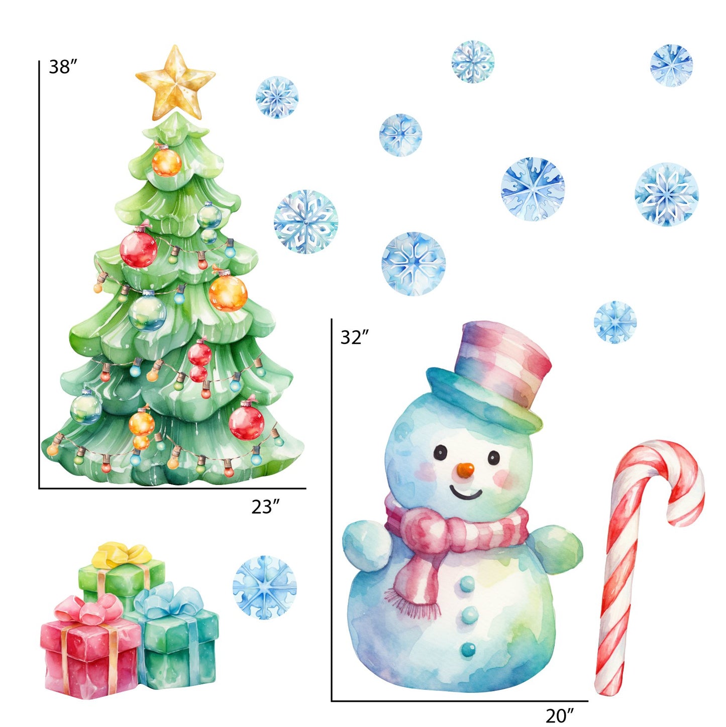 Christmas Wall Decals Set - Removable & Reusable Holiday Decor - Home Decor Decals - Picture Perfect Decals