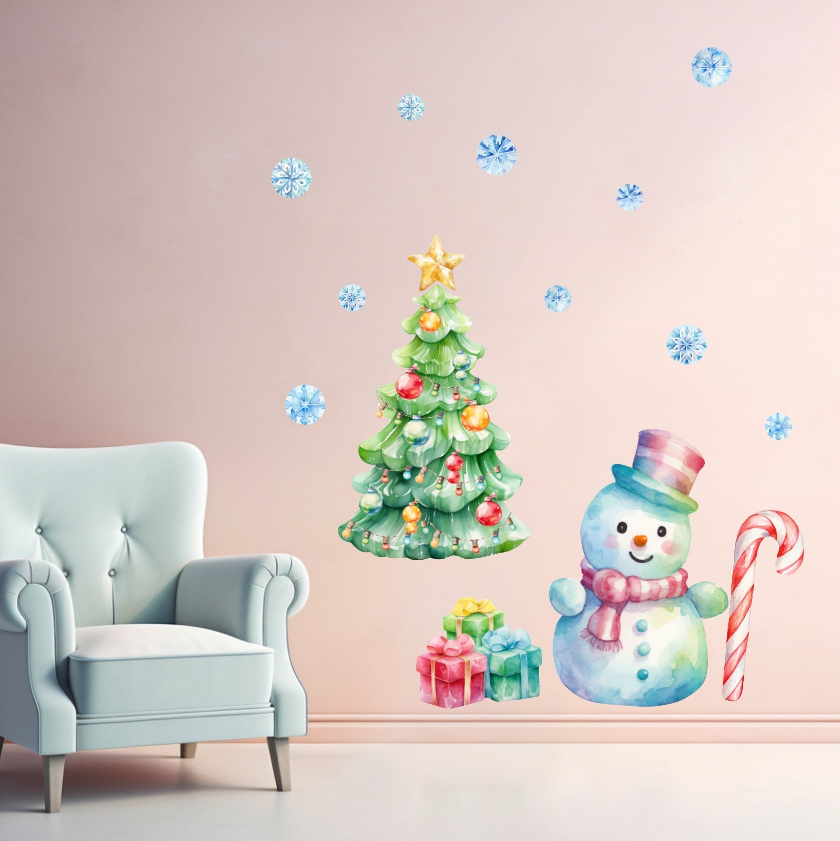 Christmas Wall Decals Set - Removable & Reusable Holiday Decor - Home Decor Decals - Picture Perfect Decals