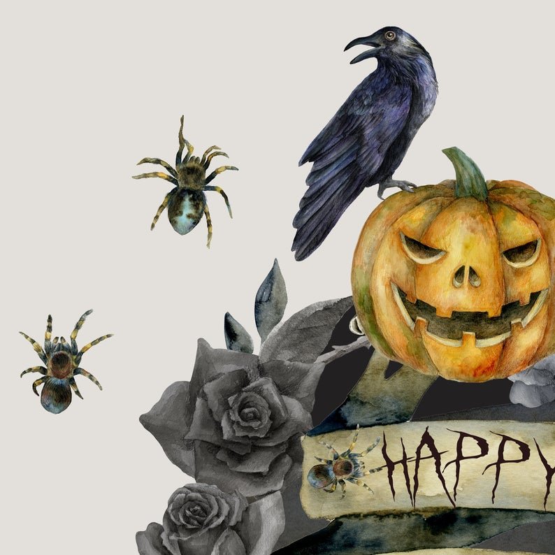 Halloween Wall Decals | Reusable Halloween Wall Decor | Pumpkin Spiders Flowers - Picture Perfect Decals
