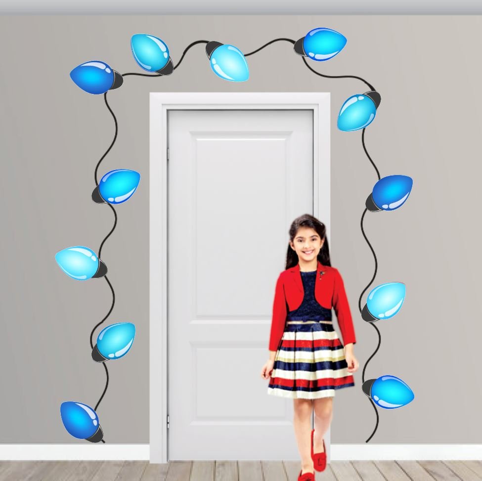 Large Christmas Lights Holiday Decoration Wall Decals | Blue Hues - Picture Perfect Decals
