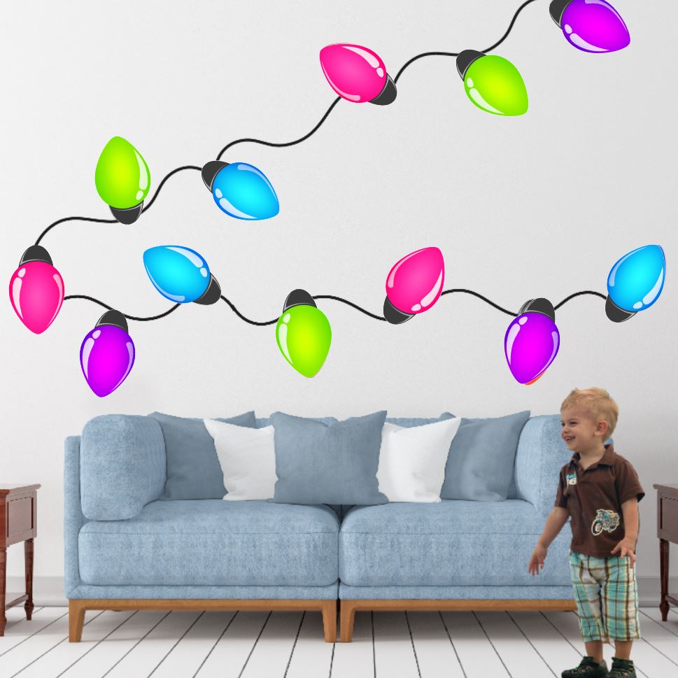 Large Christmas Lights Holiday Decoration Wall Decals | Bright Colors - Picture Perfect Decals
