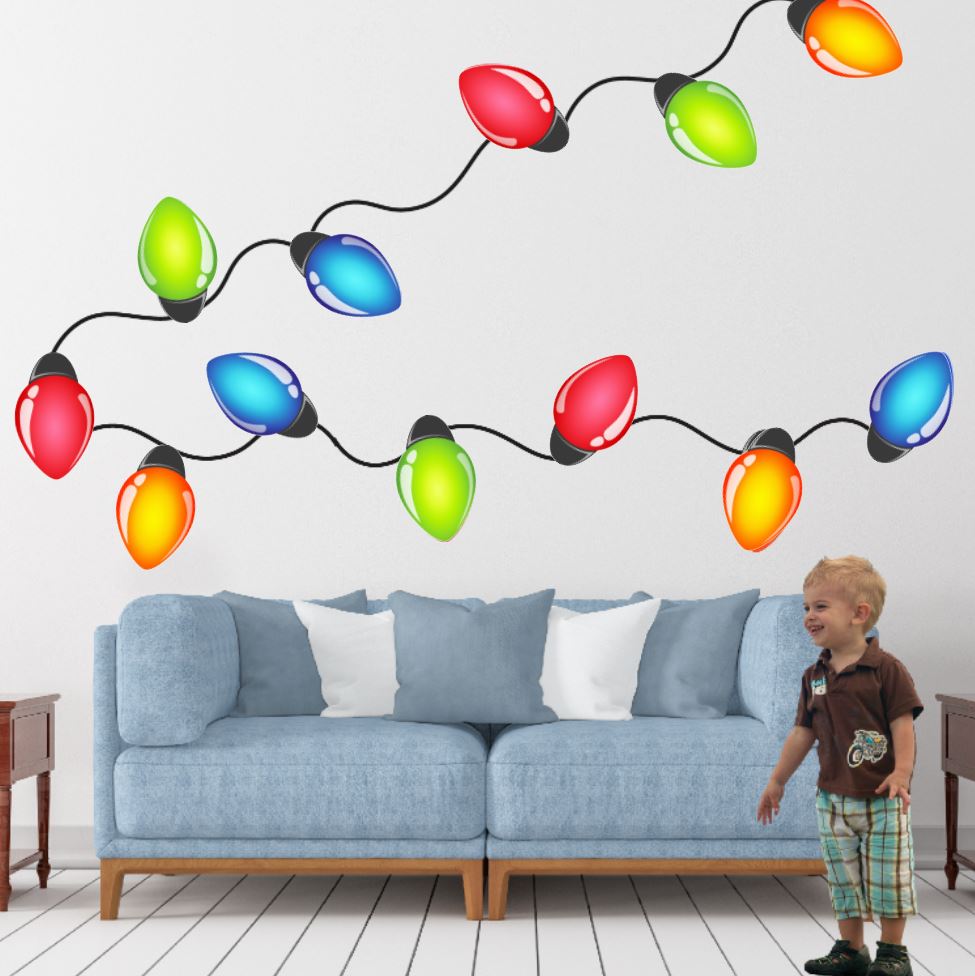 Large Christmas Lights Holiday Decoration Wall Decals | Traditional Colors - Picture Perfect Decals