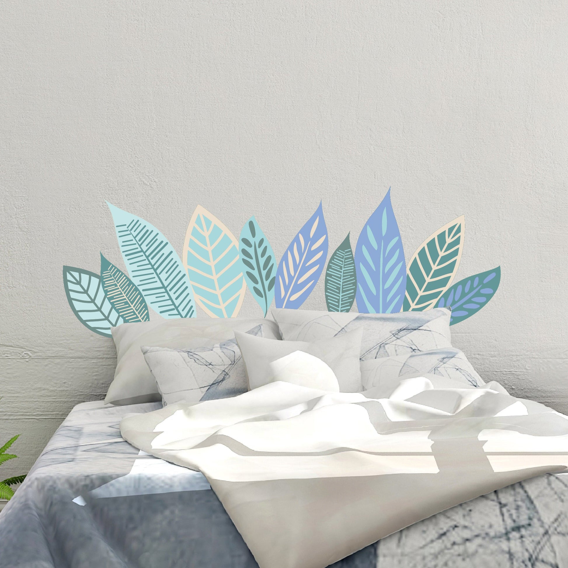 Large Leaves Wall Decals | Green Gray + Periwinkle - Picture Perfect Decals