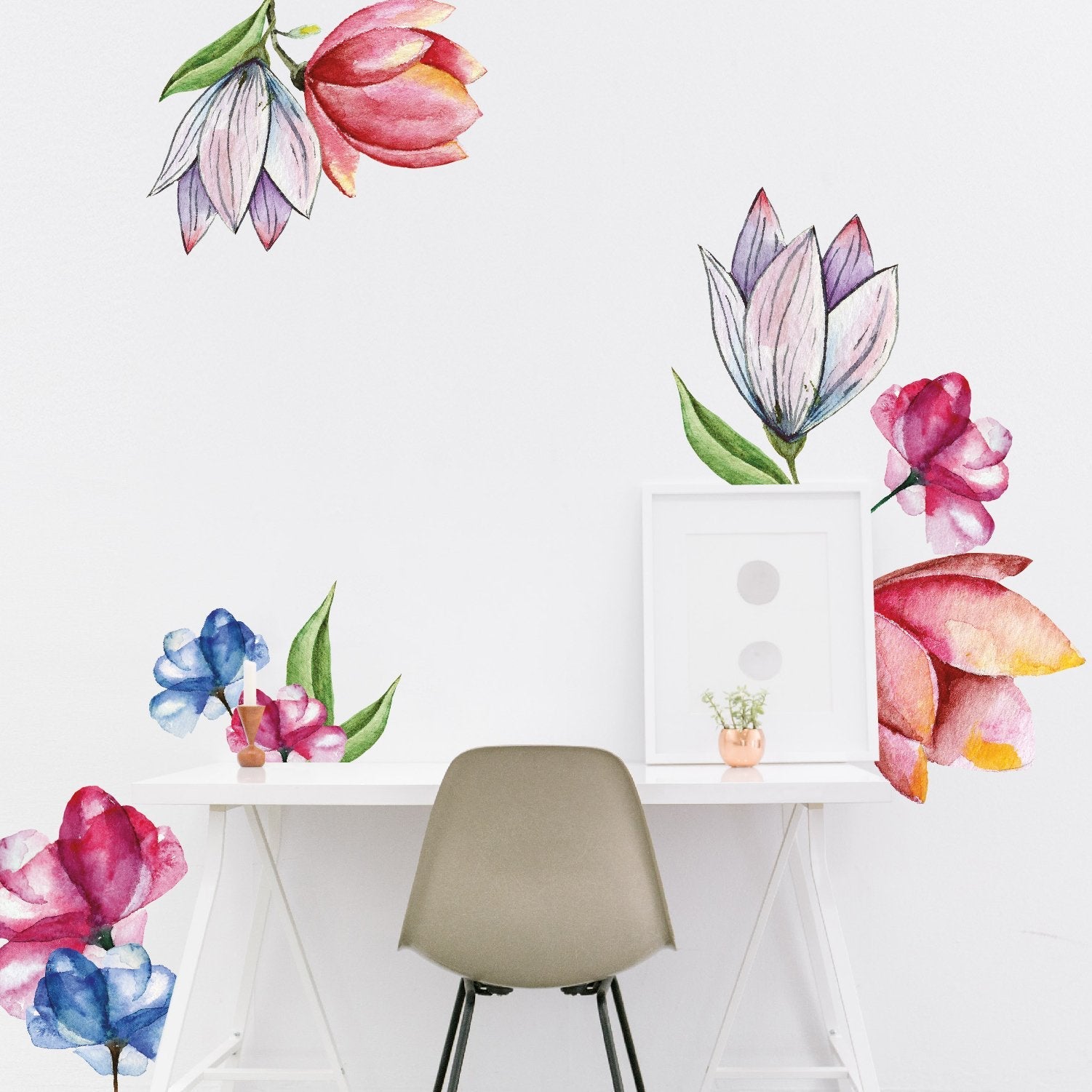 Large Watercolor Flowers | Removable + Reusable Fabric Decals - Picture Perfect Decals