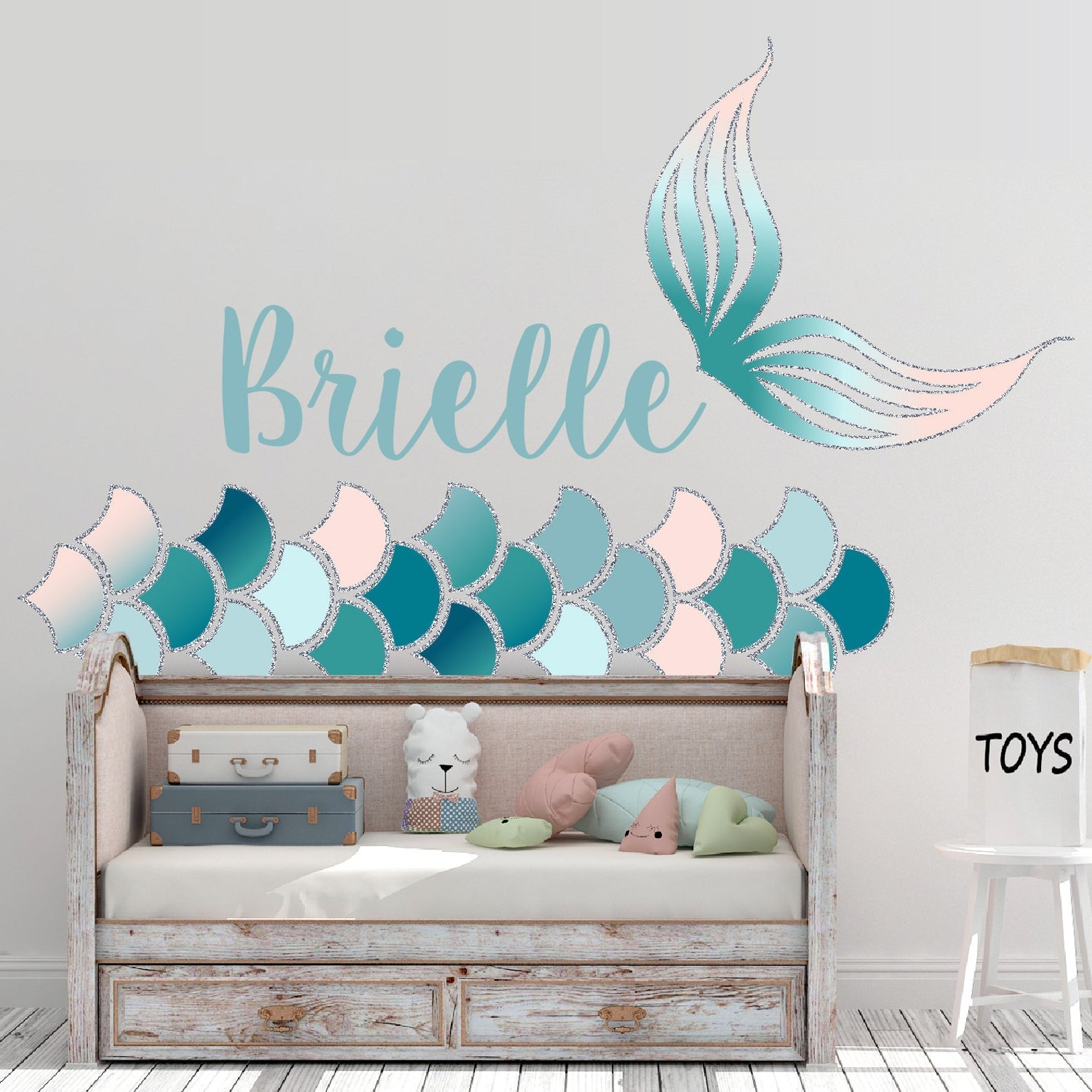 Mermaid Scales and Mermaid Tail Wall Decals | Turquoise and Blush - Picture Perfect Decals