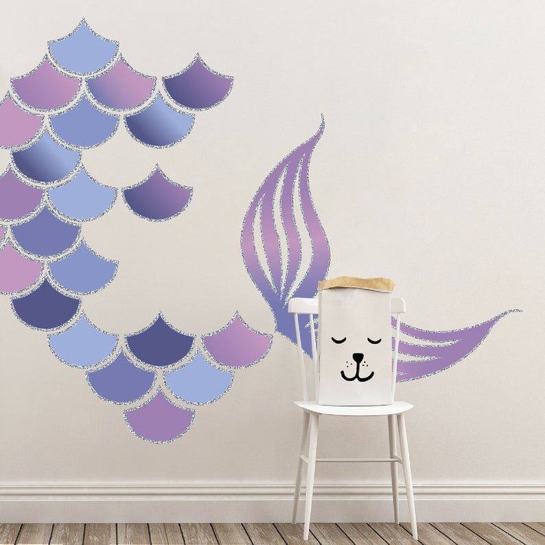 Mermaid Scales and Mermaid Tail Wall Decals | Turquoise and Blush - Picture Perfect Decals