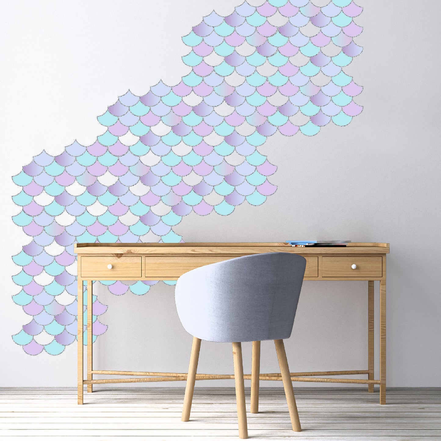 Mermaid Scales Wall Decals | Seamless Panels | Turquoise and Lavender - Picture Perfect Decals