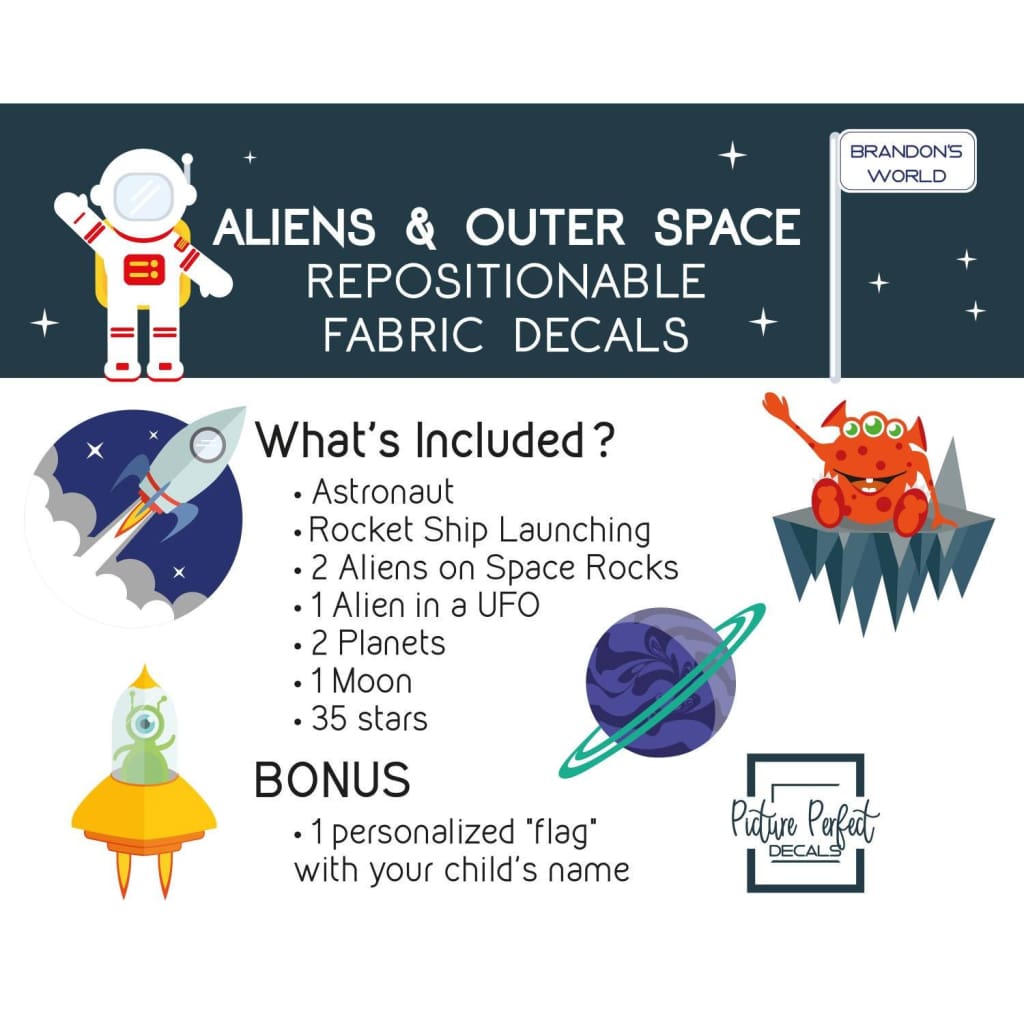 Outer Space Alien Spaceship Wall Decals - Picture Perfect Decals