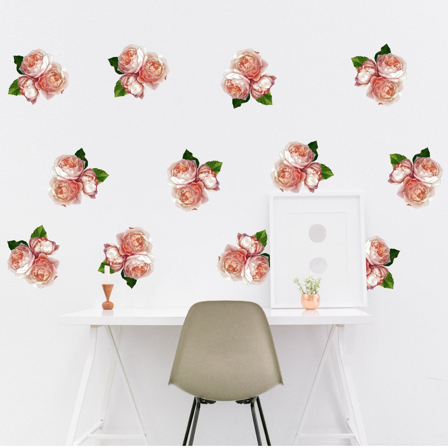 Rose Peonies Flower Clusters | Removable + Reusable Fabric Decals - Picture Perfect Decals
