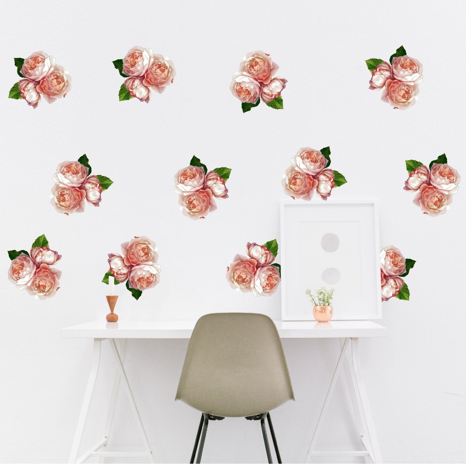 Rose Peonies Flower Clusters | Removable + Reusable Fabric Decals - Picture Perfect Decals