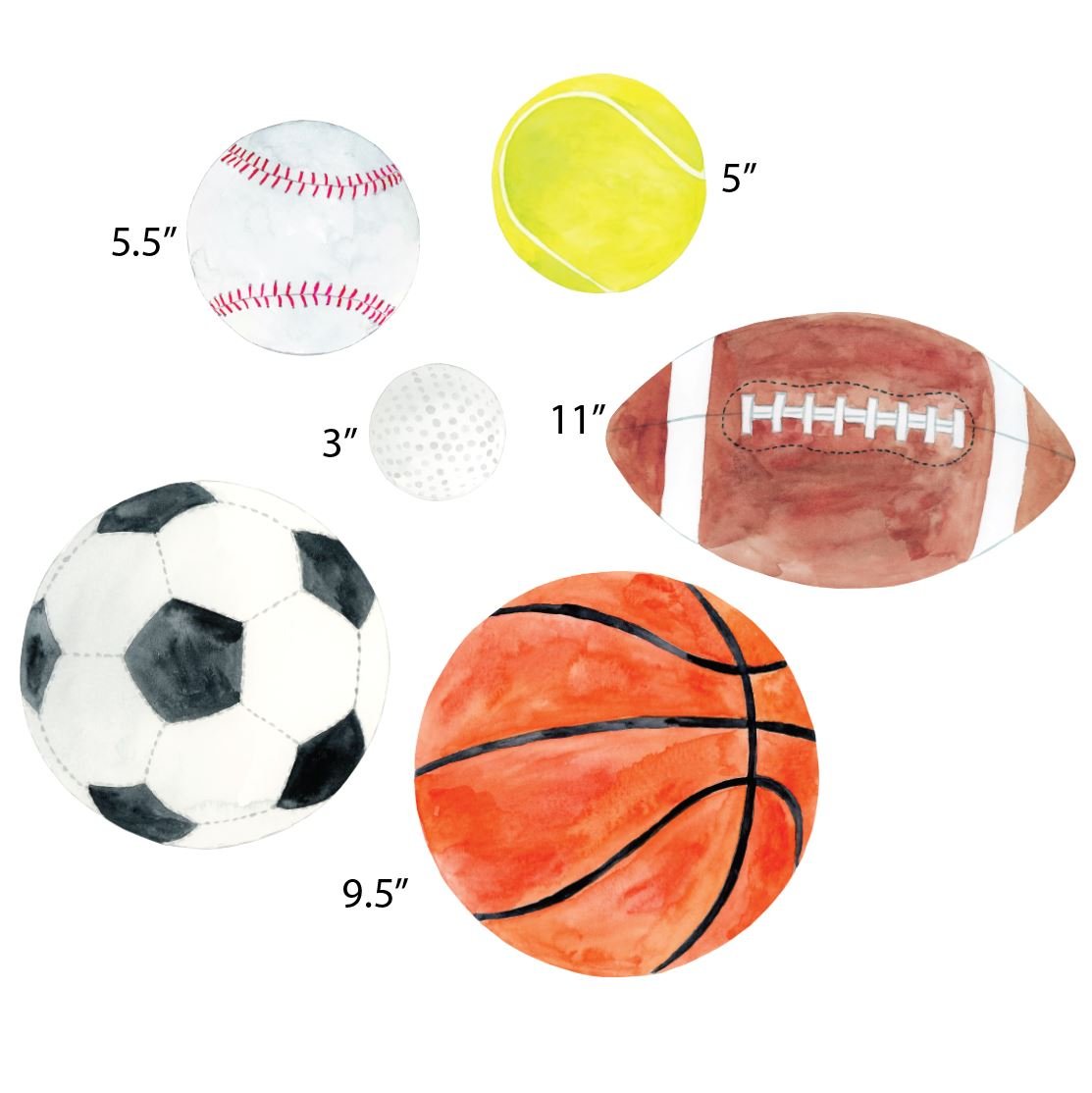 Sport Balls Wall Stickers | Football Basketball Soccer Baseball Golf Tennis - Picture Perfect Decals