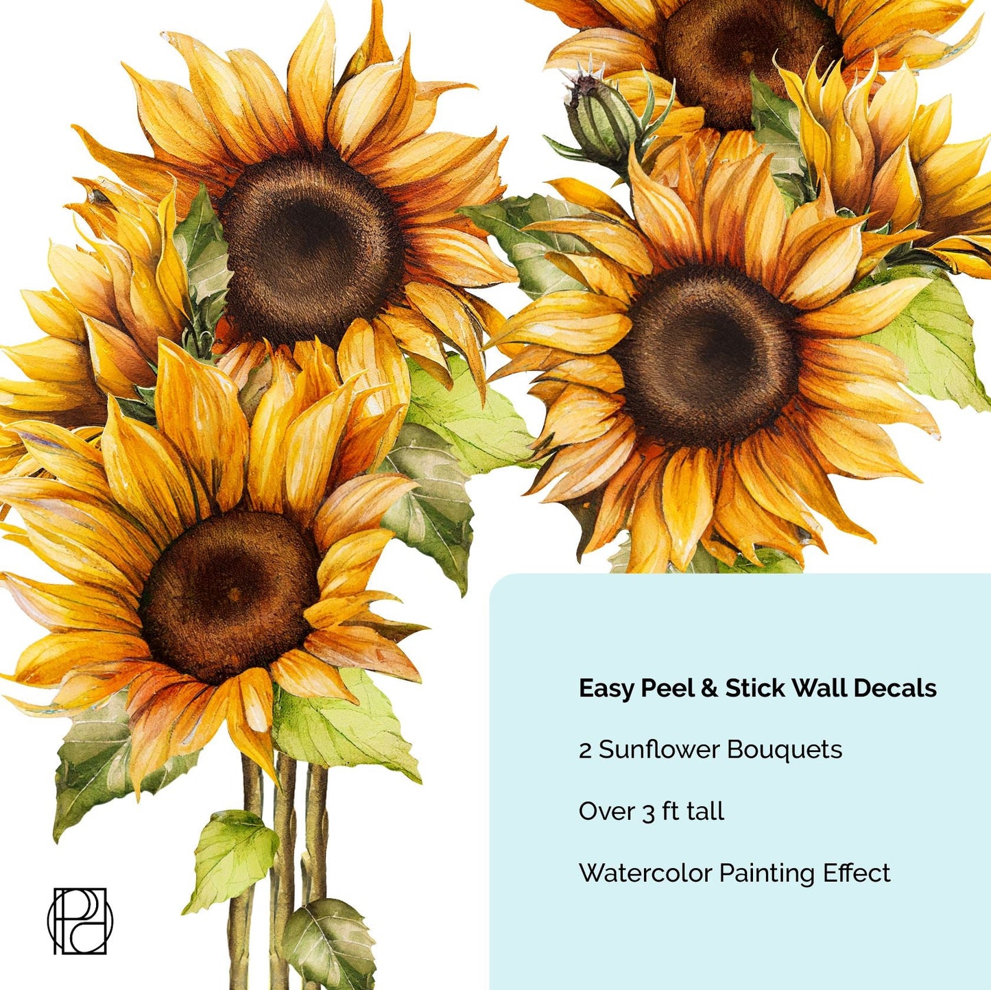 Sunflowers Wall Stickers | Sunflower with Stems Wall Décor | Sunflower Mural - Picture Perfect Decals