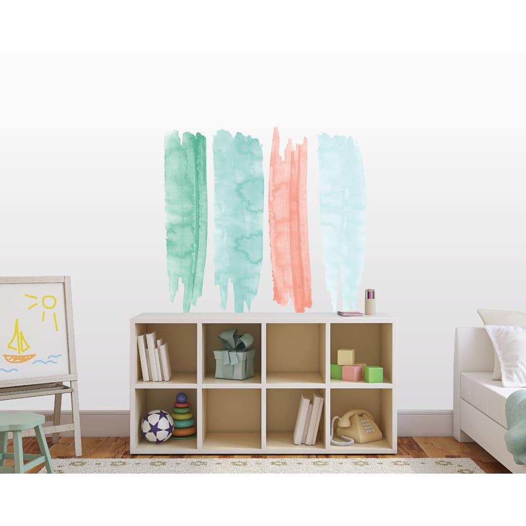 Watercolor Strokes Wall Decals | Coral Teal Green - Picture Perfect Decals