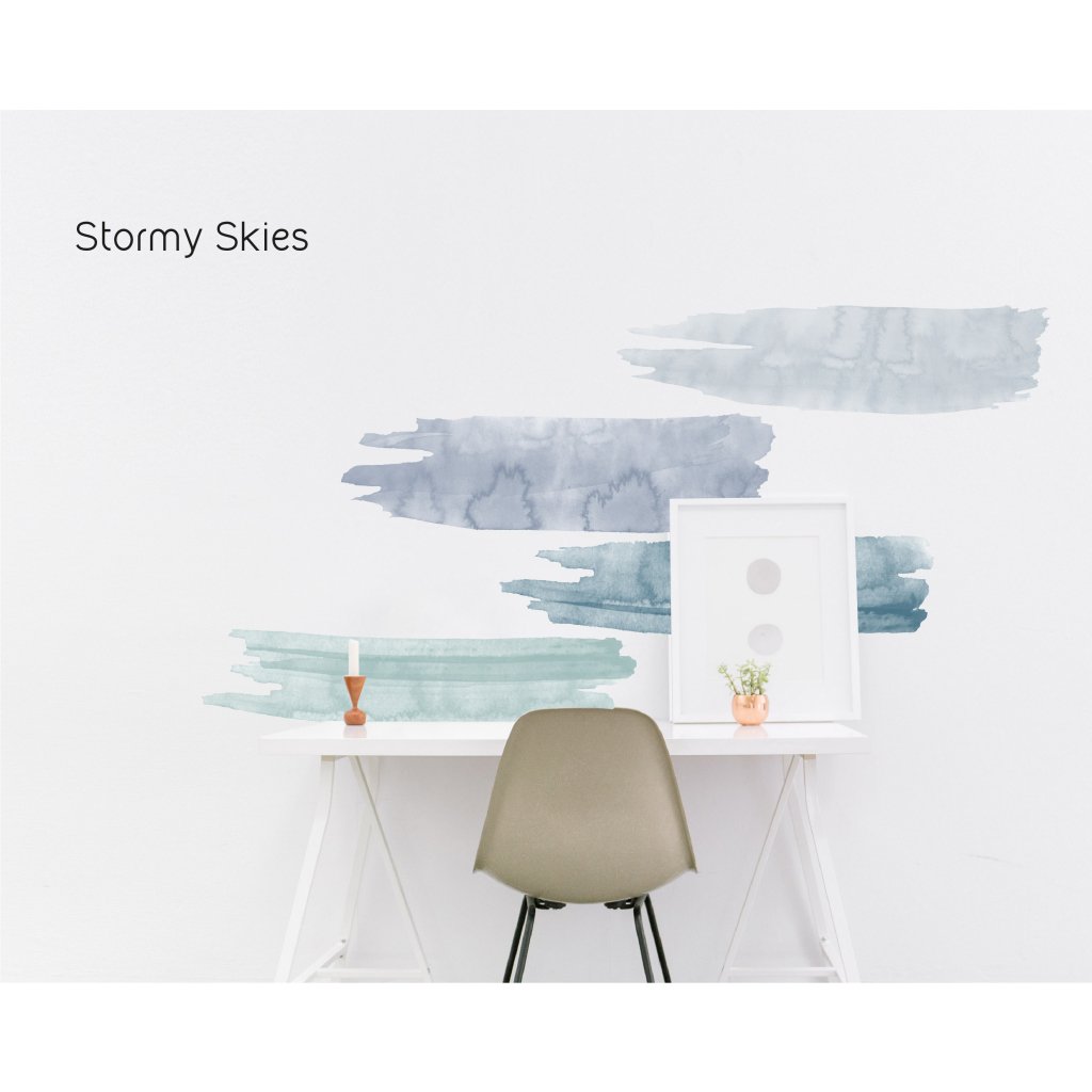Watercolor Strokes Wall Decals | Ombré Blue Gray - Picture Perfect Decals