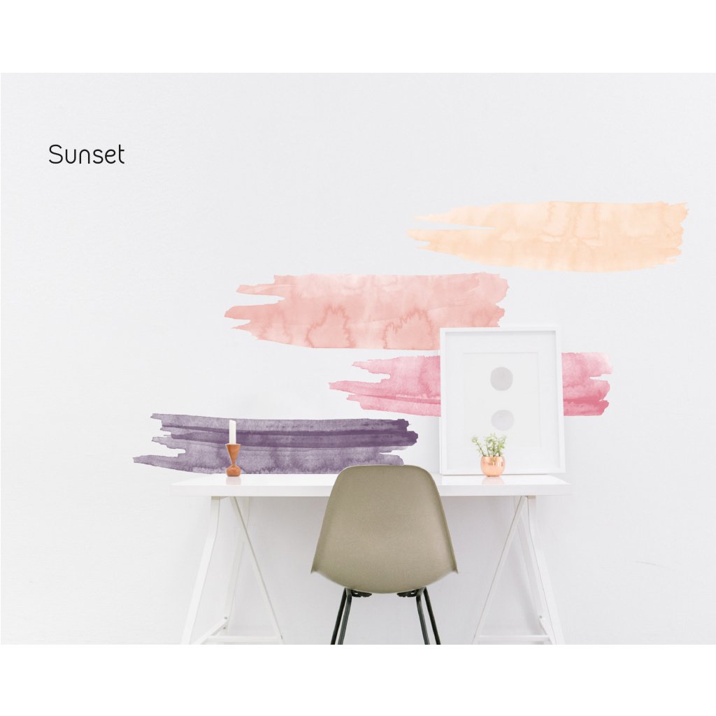 Watercolor Strokes Wall Decals | Pink Red - Picture Perfect Decals