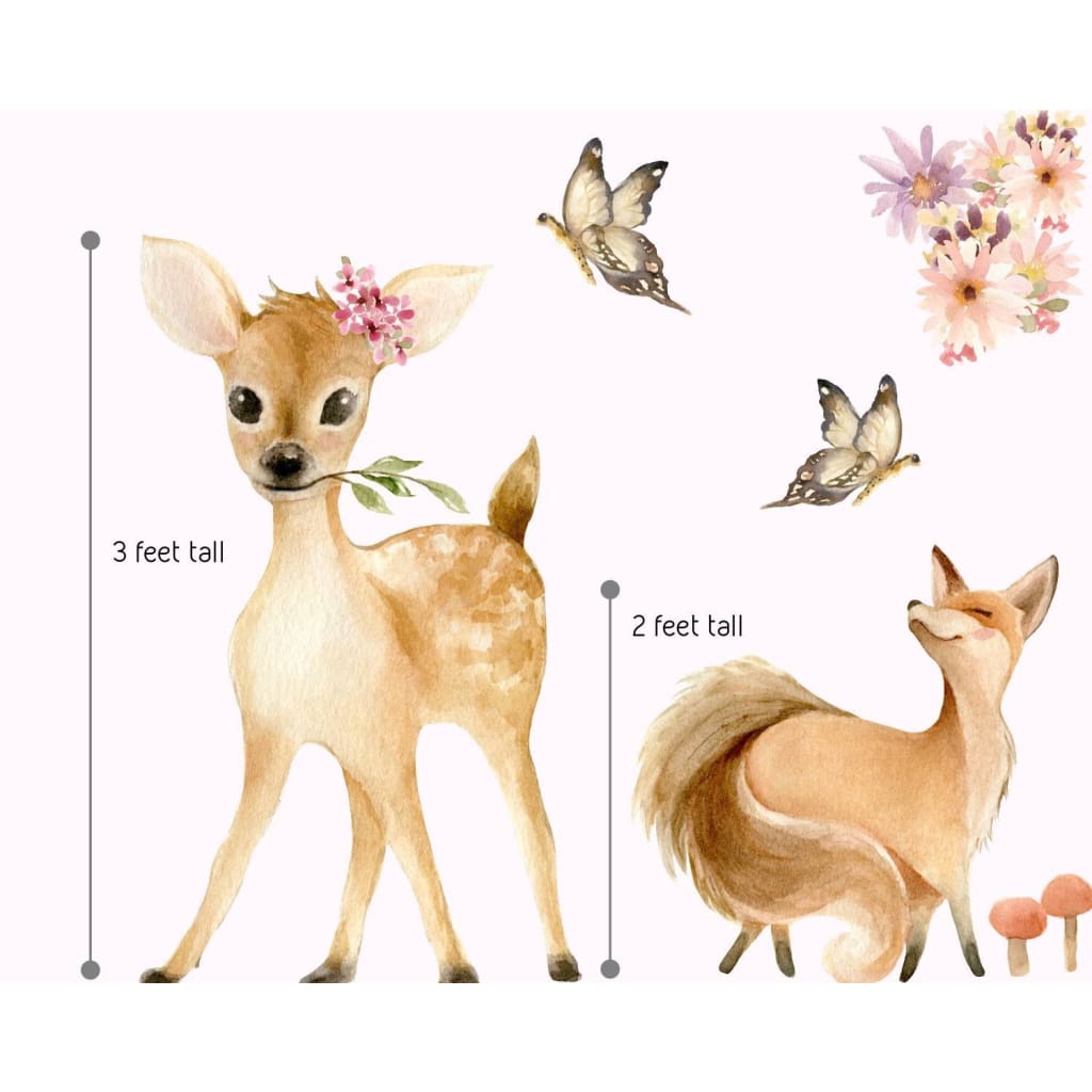 Woodland Animals Nursery Decals | Flowers & Butterflies - Picture Perfect Decals